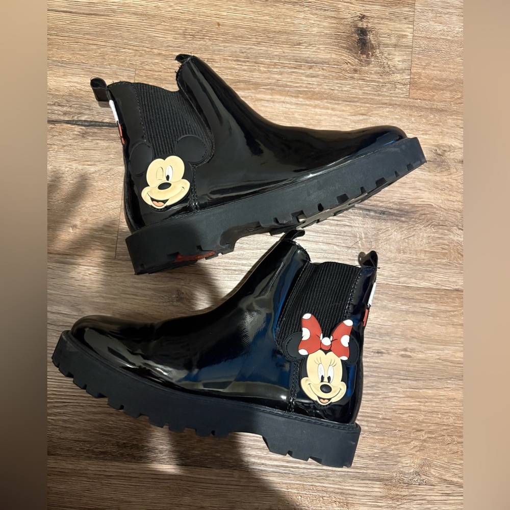 Disney Kids Zara Black Boots with Mickey and Minnie Faces